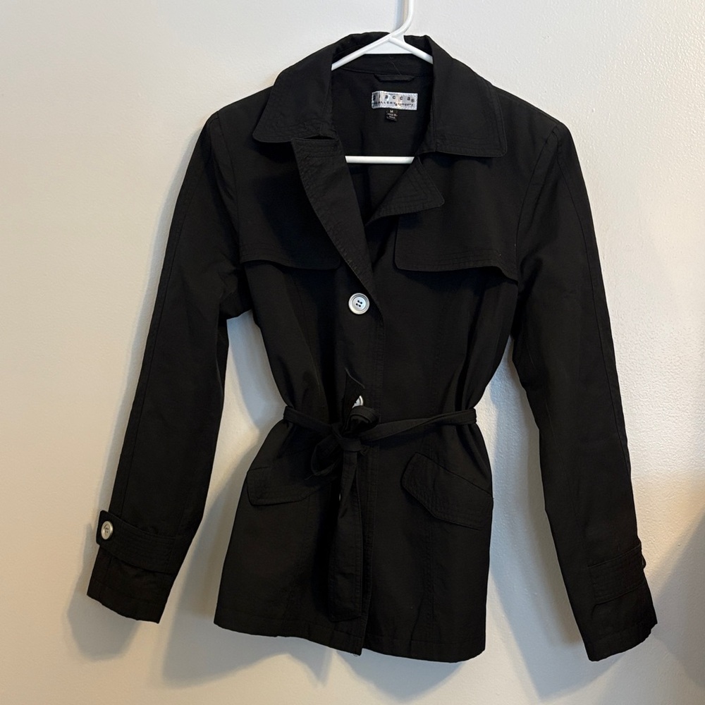 Giacca Black Belted Button Up Jacket - image 2